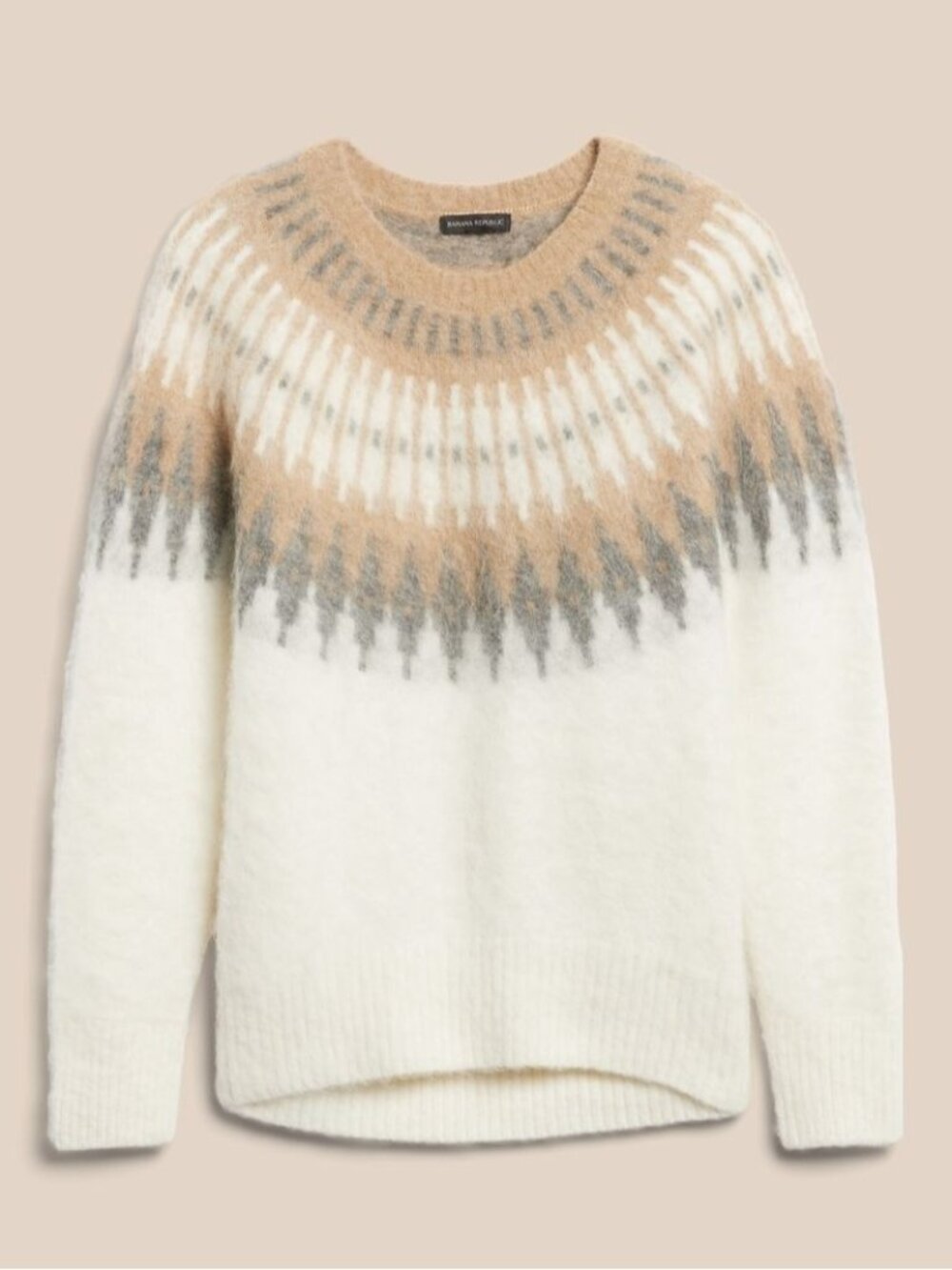 NWT Banana Republic Oversized Fairisle Sweater in Ivory Fuzzy Alpaca Blend S